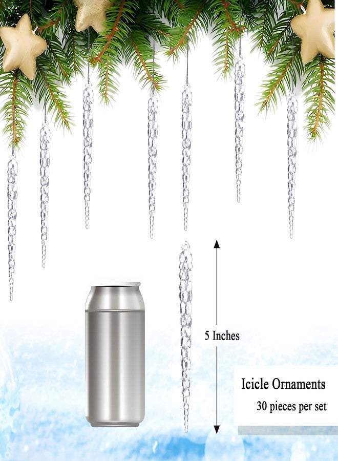 Diahom Christmas Icicle Hanging Ornaments 30pcs 5 Inches Acrylic Xmas Tree Garland Crystal Decorations Wall Window Mantel New Year Holiday Wedding Winter Party Home Decor - Image 3